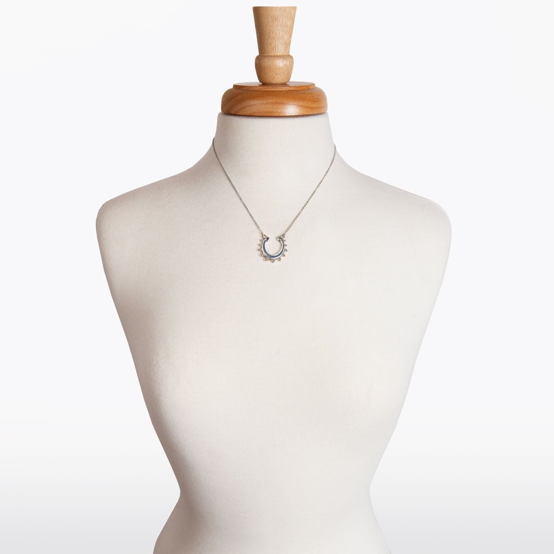Urban Equestrian  Anola - Diamond Cut Horseshoe Necklace in Silver