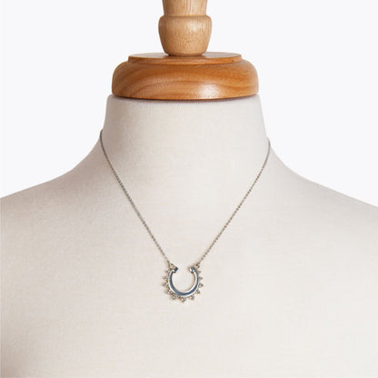 Urban Equestrian  Anola - Diamond Cut Horseshoe Necklace in Silver
