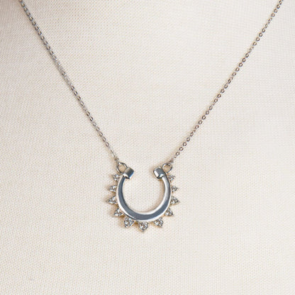 Urban Equestrian  Anola - Diamond Cut Horseshoe Necklace in Silver