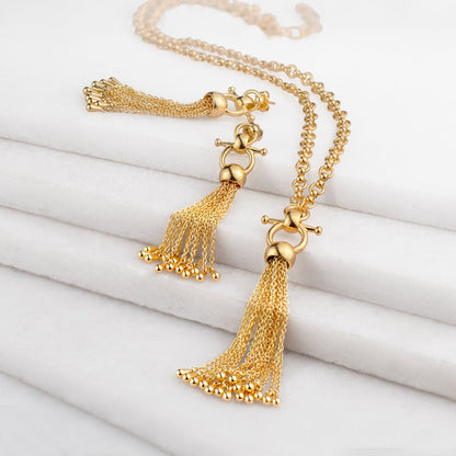 Urban Equestrian  Aria - Chain Tassel Equestrian Horse Bit Necklace in Gold