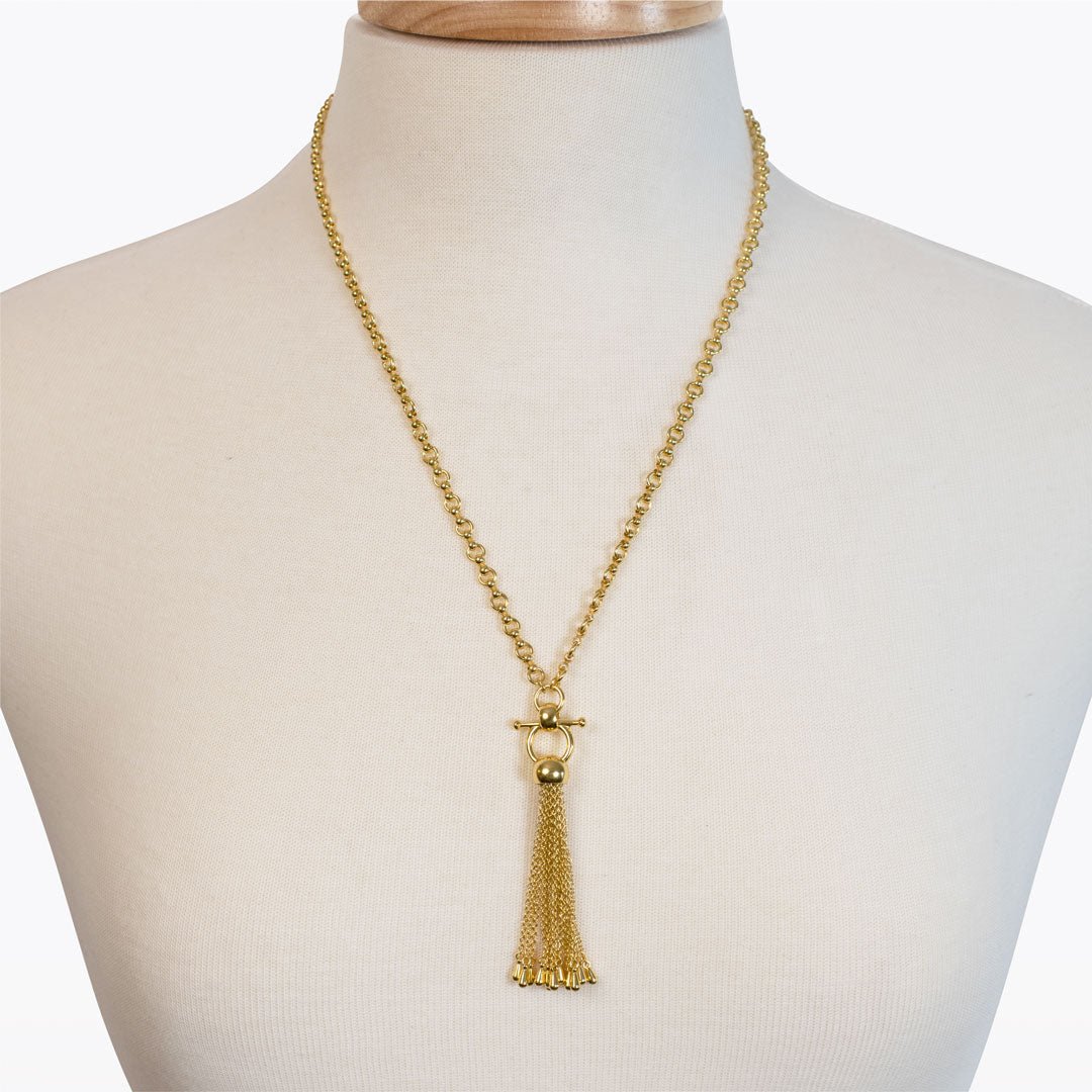 Urban Equestrian  Aria - Chain Tassel Equestrian Horse Bit Necklace in Gold