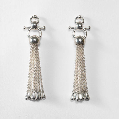 Urban Equestrian  Aria - Chain Tassel Equestrian Horse Bit Necklace in Silver