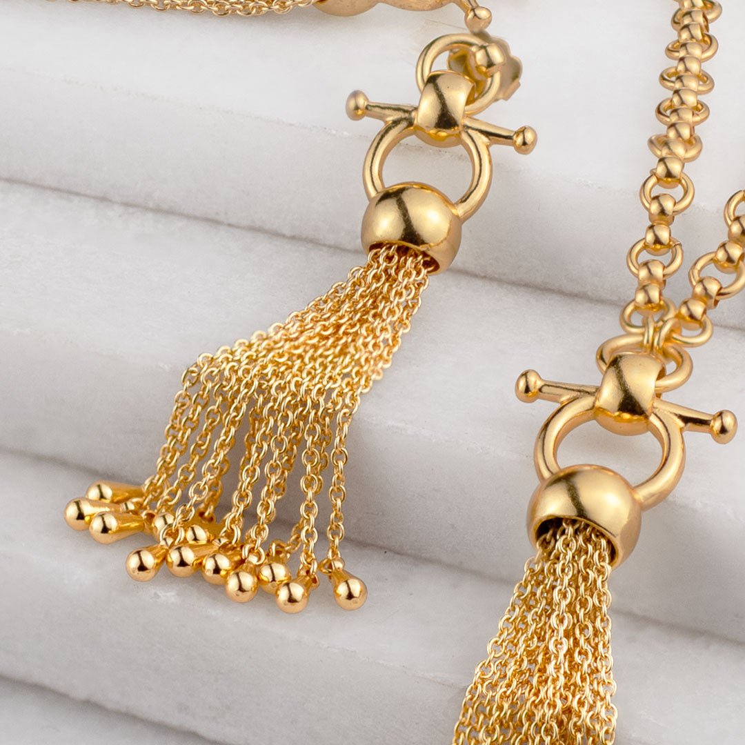 Urban Equestrian  Aria - Chain Tassel Horse Bit Equestrian Earring in Gold