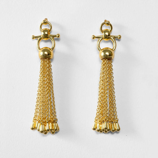 Urban Equestrian  Aria - Chain Tassel Horse Bit Equestrian Earring in Gold