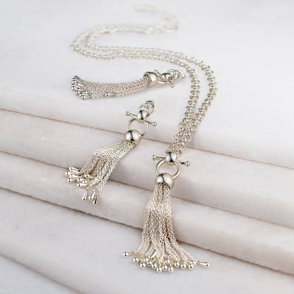 Urban Equestrian  Aria - Chain Tassel Horse Bit Equestrian Earring in Silver
