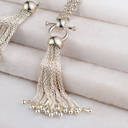 Urban Equestrian  Aria - Chain Tassel Horse Bit Equestrian Earring in Silver