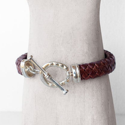 Urban Equestrian  Aristo - Sterling Silver Brown Leather Horseshoe Bracelet
