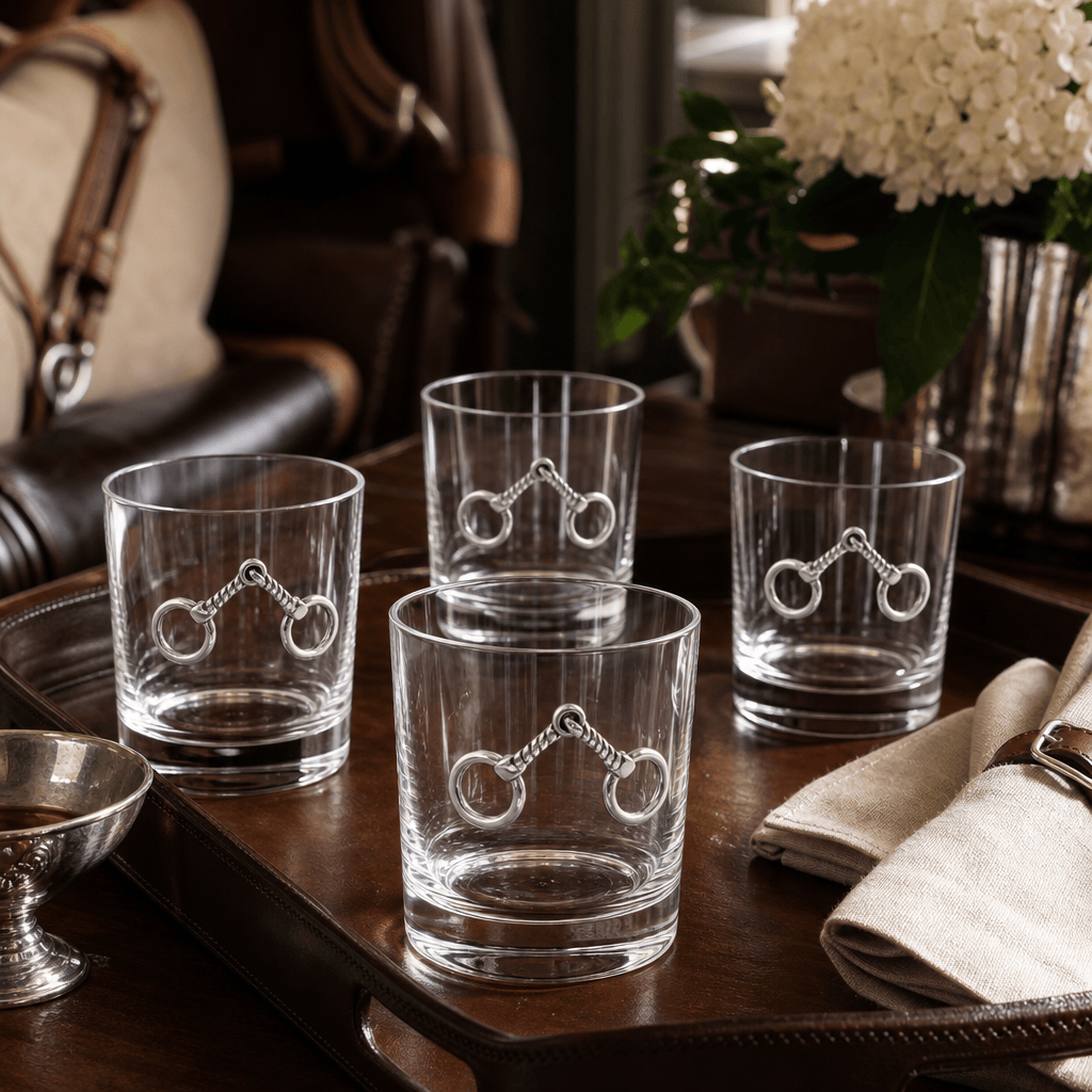 Arthur Court Equestrian Bit Bar Glasses Set of 4
