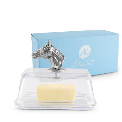 Arthur Court Designs - Glass Butter Dish - Horse Head