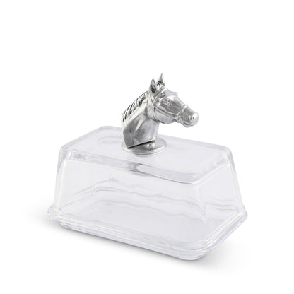 Arthur Court Designs - Glass Butter Dish - Horse Head