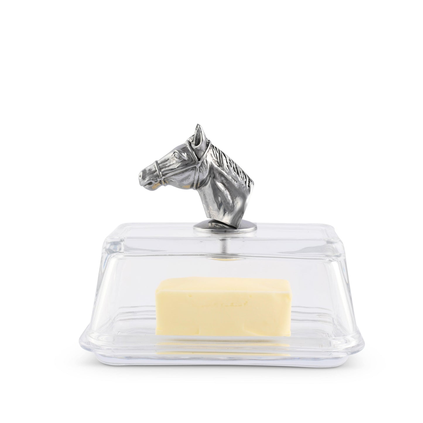 Arthur Court Designs - Glass Butter Dish - Horse Head