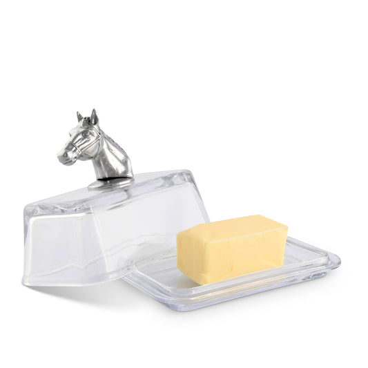 Arthur Court Designs - Glass Butter Dish - Horse Head