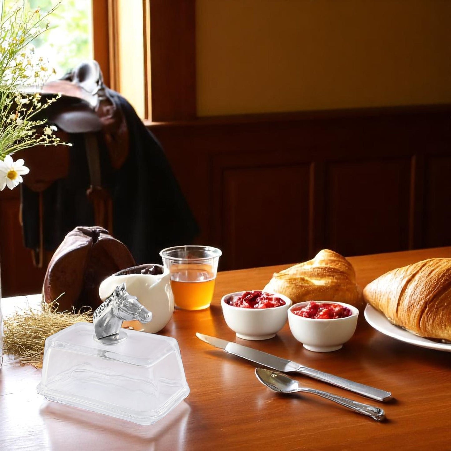 Arthur Court Designs - Glass Butter Dish - Horse Head