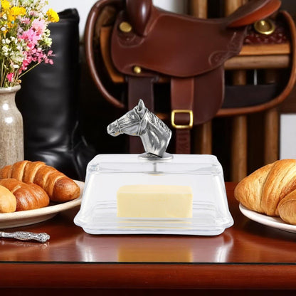 Arthur Court Designs - Glass Butter Dish - Horse Head