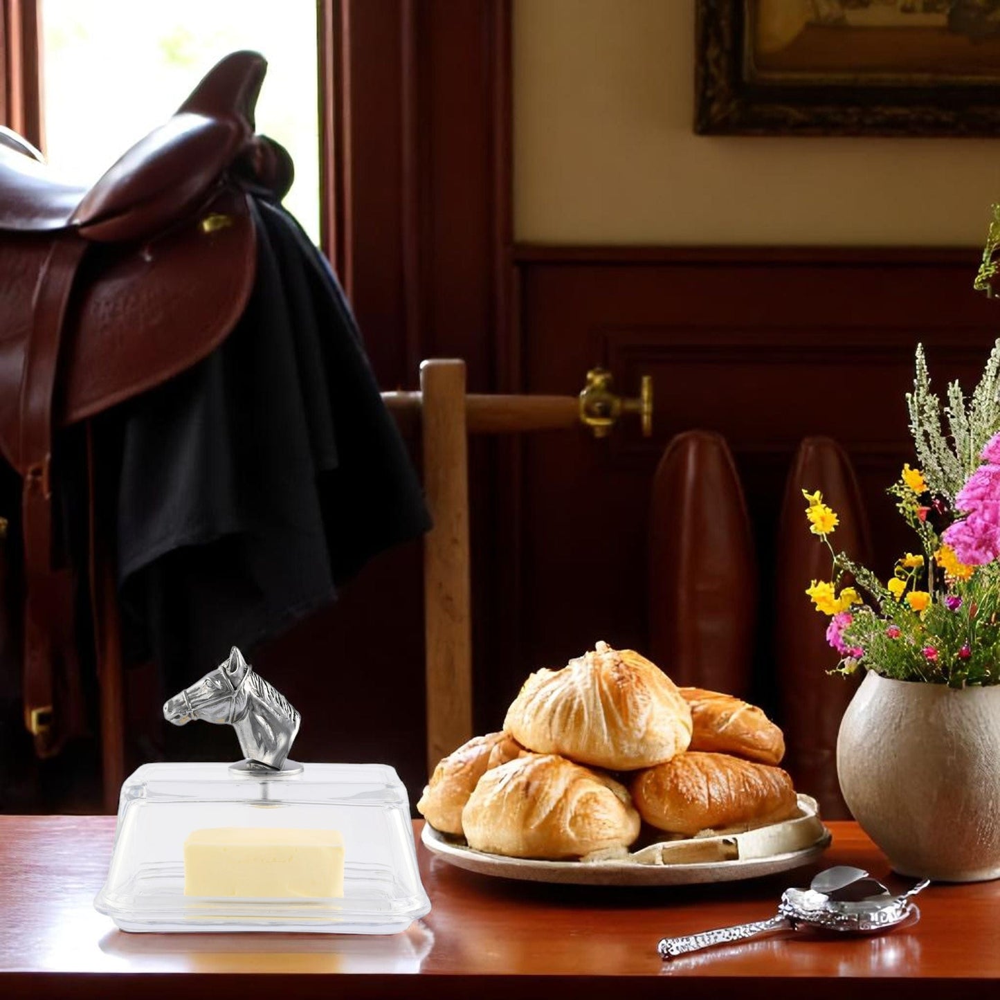 Arthur Court Designs - Glass Butter Dish - Horse Head