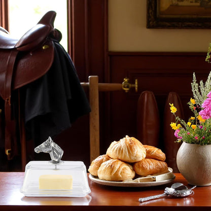 Arthur Court Designs - Glass Butter Dish - Horse Head