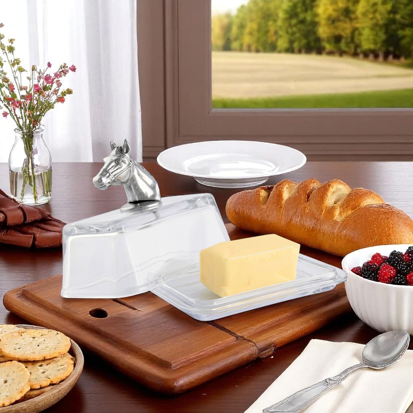 Arthur Court Designs - Glass Butter Dish - Horse Head