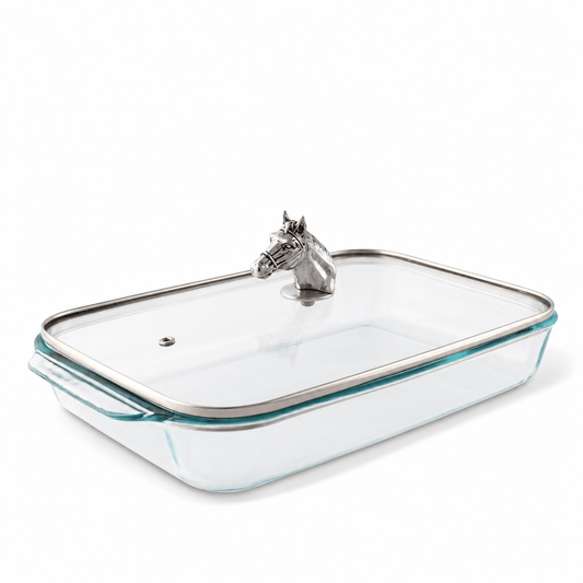 Arthur Court Horse Head with Pyrex 3 quart Baking Dish