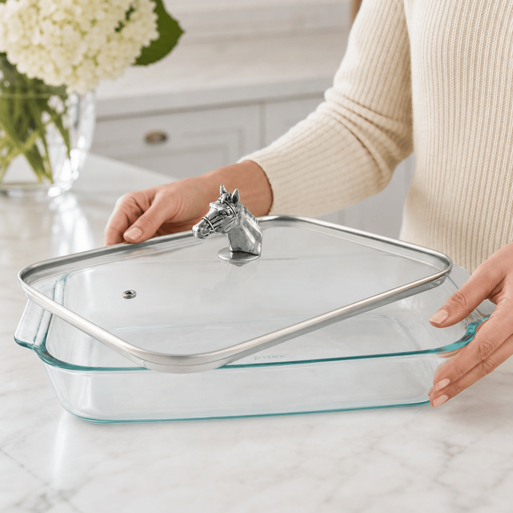 Arthur Court Horse Head with Pyrex 3 quart Baking Dish