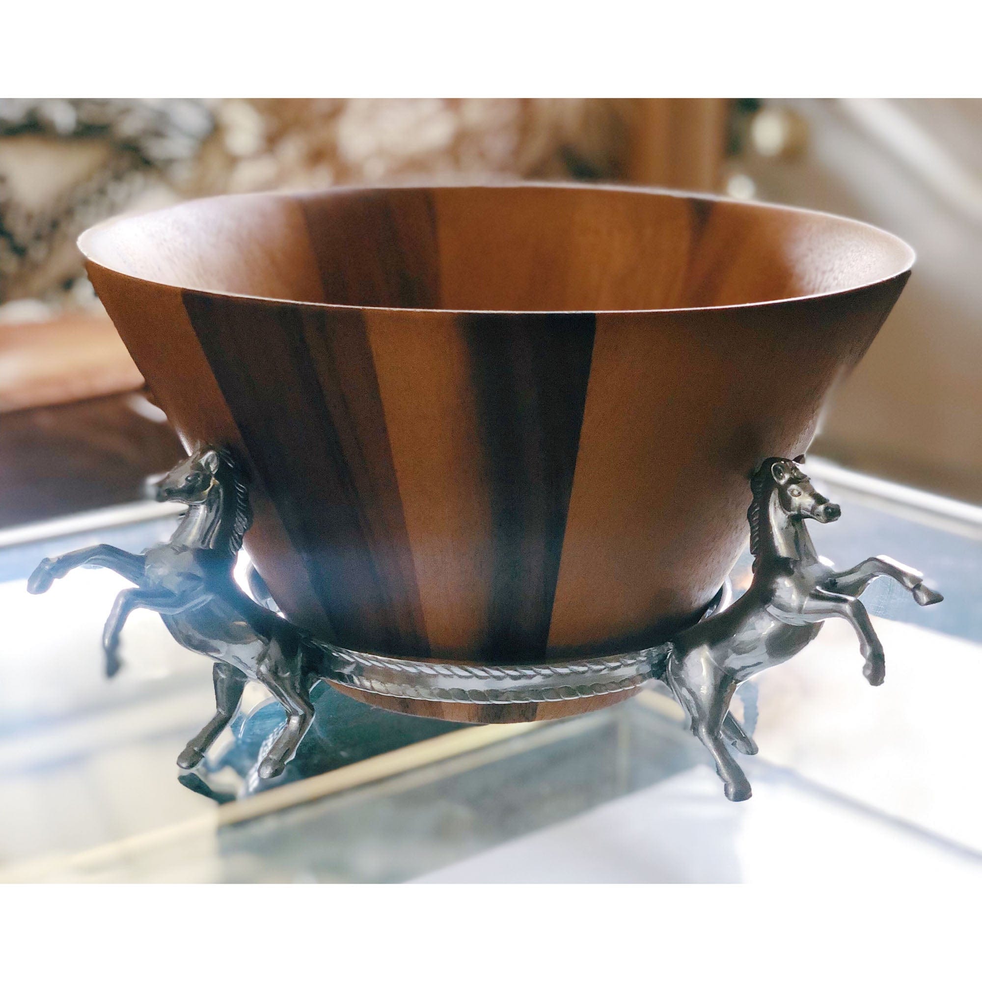 Arthur Court Designs Horse Wood Salad Bowl - Thumbnail 4