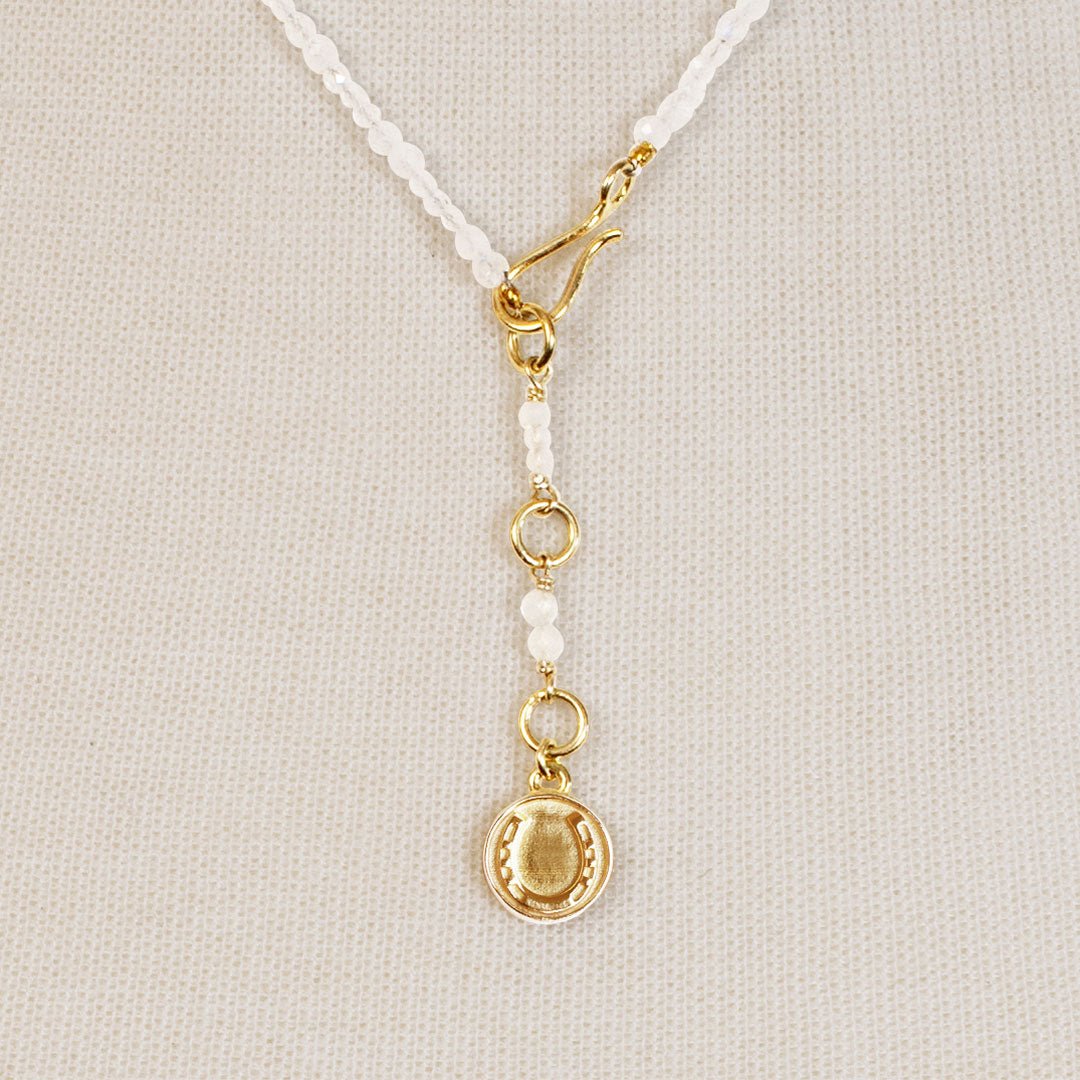 Urban Equestrian  Aurora - Moonstone & Gold Horseshoe Coin Strand Necklace