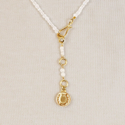 Urban Equestrian  Aurora - Moonstone & Gold Horseshoe Coin Strand Necklace