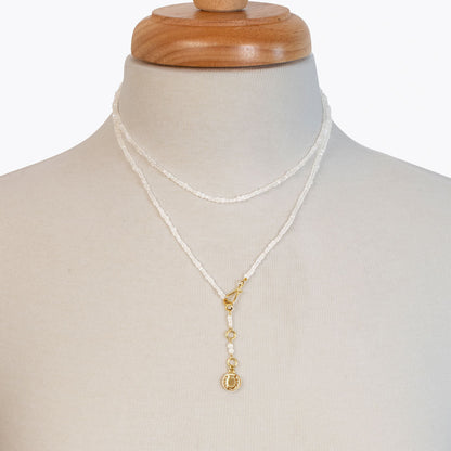Urban Equestrian  Aurora - Moonstone & Gold Horseshoe Coin Strand Necklace