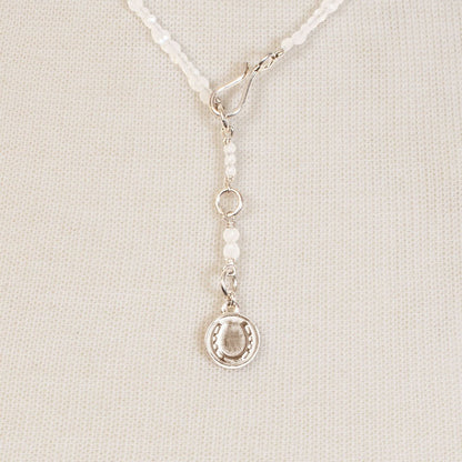 Urban Equestrian  Aurora - Moonstone & Silver Horseshoe Coin Strand Necklace