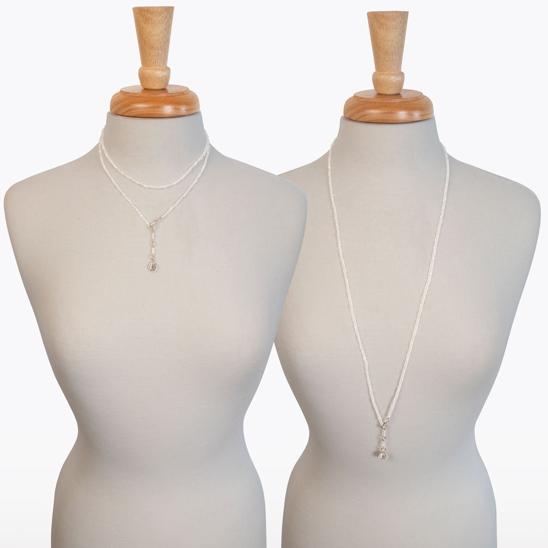 Urban Equestrian  Aurora - Moonstone & Silver Horseshoe Coin Strand Necklace