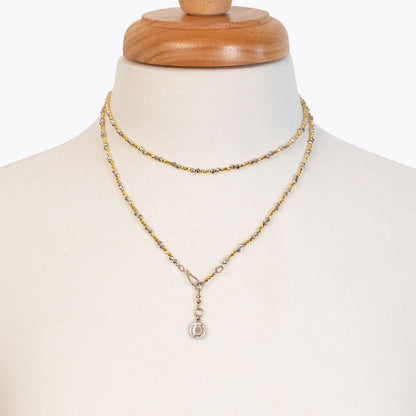 Urban Equestrian  Aurora - Pyrite Silver & Gold Horseshoe Coin Strand Necklace