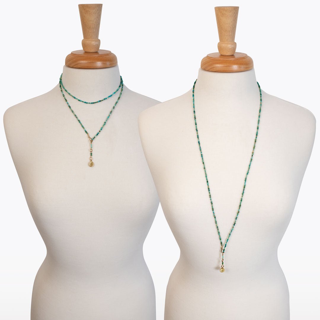Urban Equestrian  Aurora - Turquoise & Gold Horseshoe Coin Strand Necklace