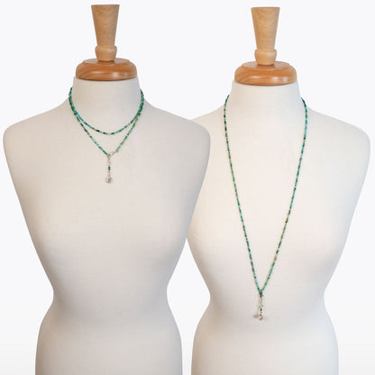 Urban Equestrian  Aurora - Turquoise & Silver Horseshoe Coin Strand Necklace