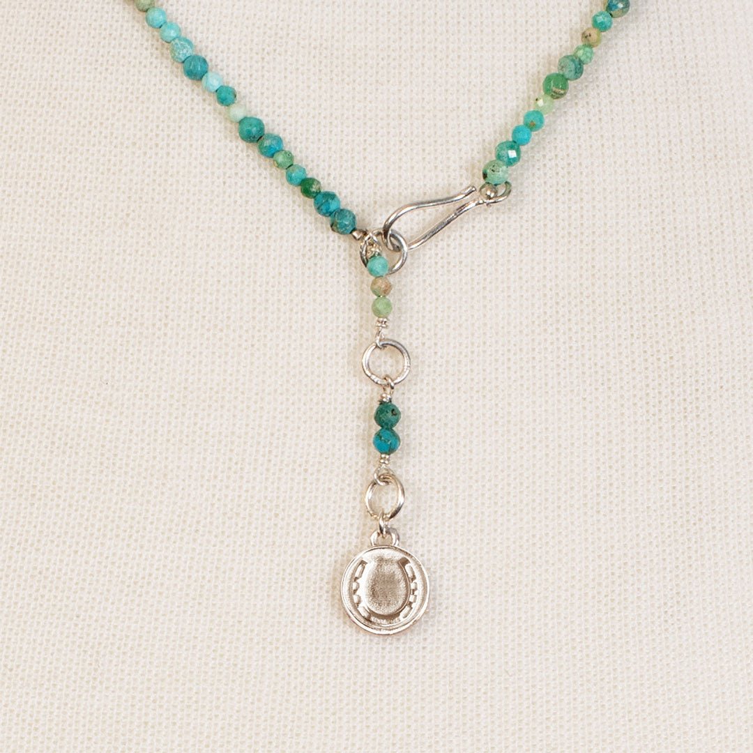 Urban Equestrian  Aurora - Turquoise & Silver Horseshoe Coin Strand Necklace