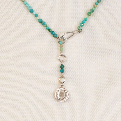 Urban Equestrian  Aurora - Turquoise & Silver Horseshoe Coin Strand Necklace