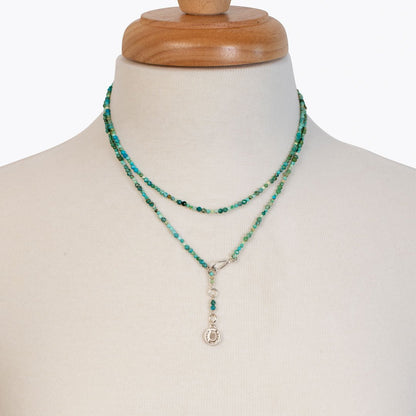 Urban Equestrian  Aurora - Turquoise & Silver Horseshoe Coin Strand Necklace