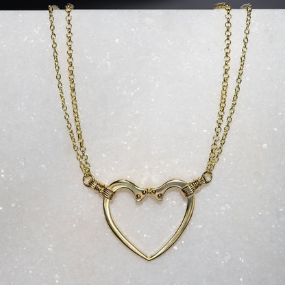 Ava - Equestrian Horseshoe Nail Heart Necklace in Gold
