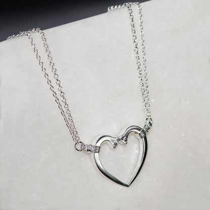 Ava - Equestrian Horseshoe Nail Heart Necklace in Silver