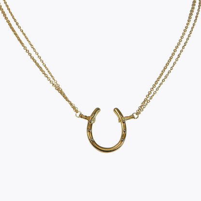Urban Equestrian  Ava - Equestrian Horseshoe Double Chain Necklace in Gold