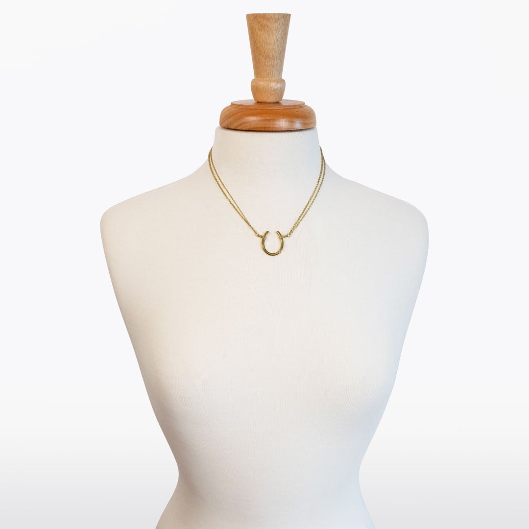 Urban Equestrian  Ava - Equestrian Horseshoe Double Chain Necklace in Gold