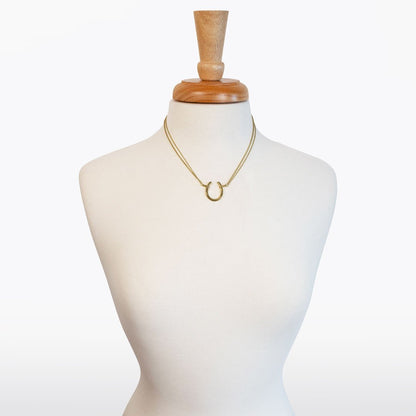Urban Equestrian  Ava - Equestrian Horseshoe Double Chain Necklace in Gold