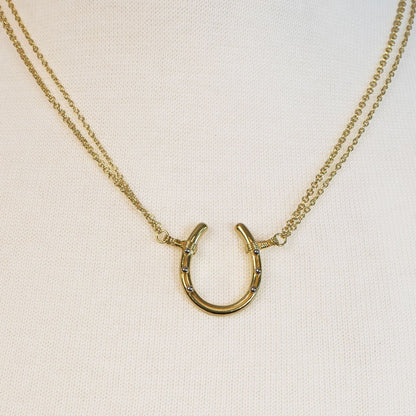 Urban Equestrian  Ava - Equestrian Horseshoe Double Chain Necklace in Gold