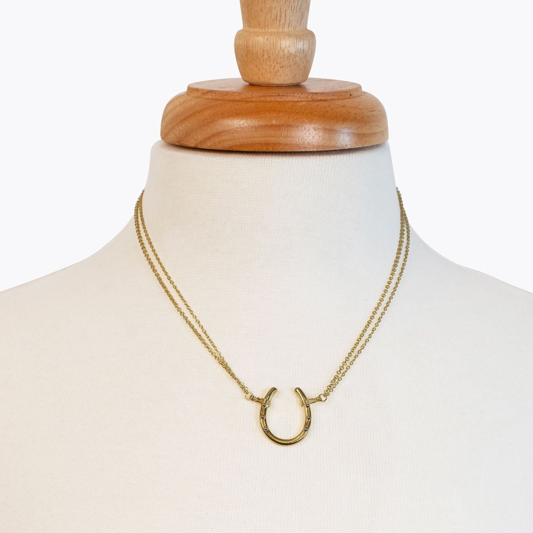 Urban Equestrian  Ava - Equestrian Horseshoe Double Chain Necklace in Gold