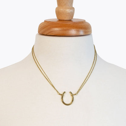 Urban Equestrian  Ava - Equestrian Horseshoe Double Chain Necklace in Gold