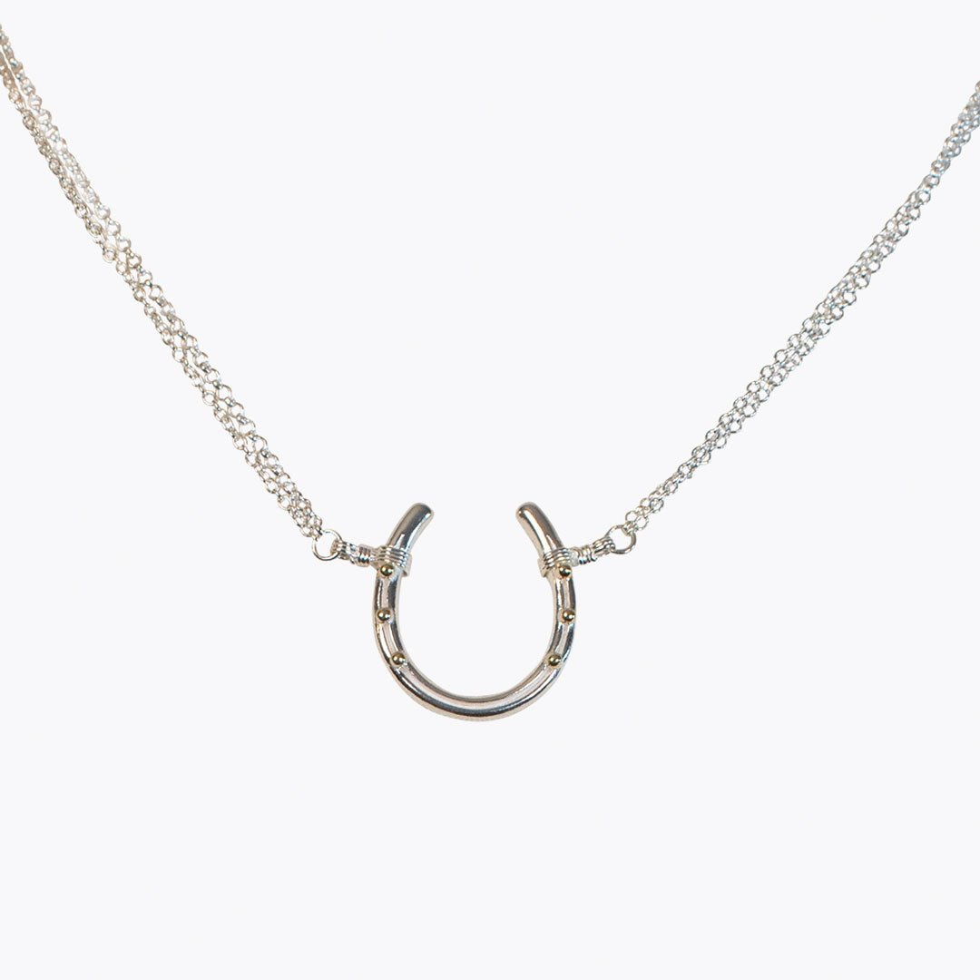 Urban Equestrian  Ava - Equestrian Horseshoe Double Chain Necklace in Silver