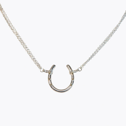 Urban Equestrian  Ava - Equestrian Horseshoe Double Chain Necklace in Silver