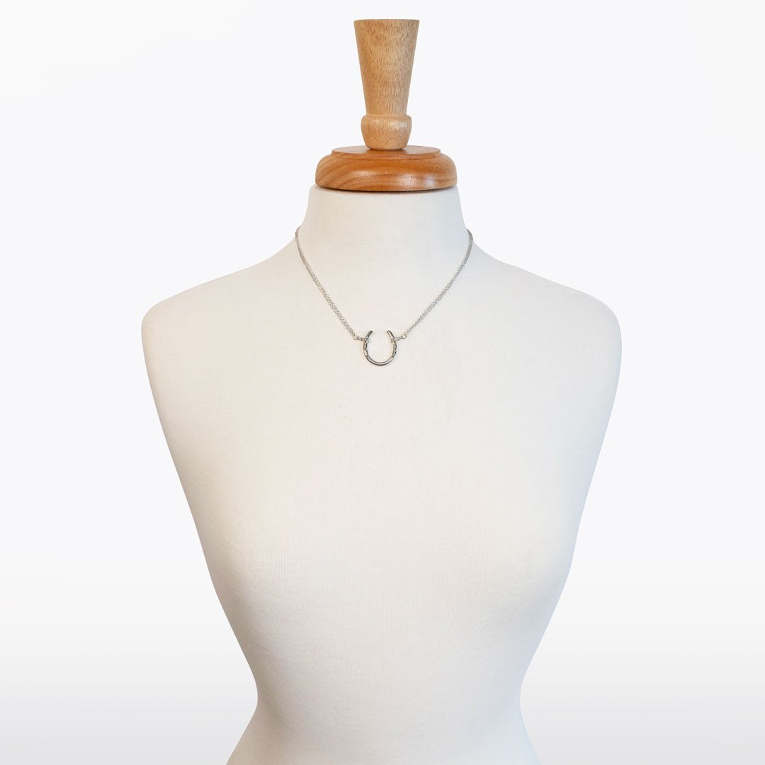 Urban Equestrian  Ava - Equestrian Horseshoe Double Chain Necklace in Silver