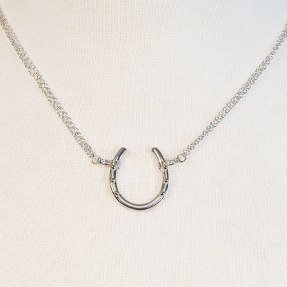 Urban Equestrian  Ava - Equestrian Horseshoe Double Chain Necklace in Silver