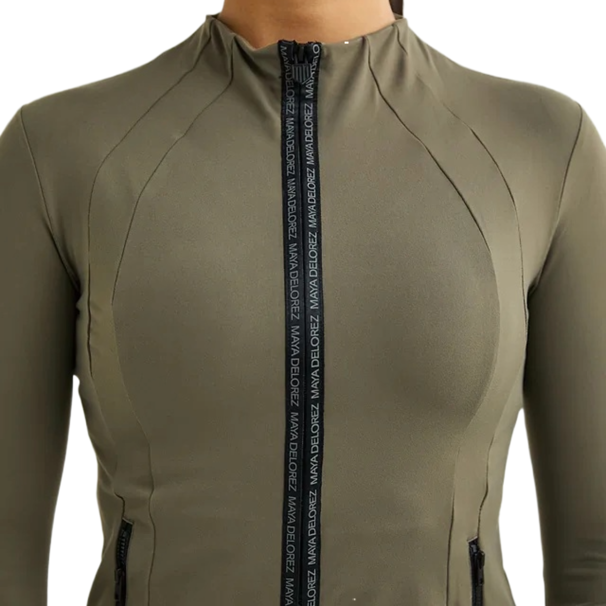 Maya Delorez Women's Silhouette Sports Jacket-Camo Brown-Front Zipper View