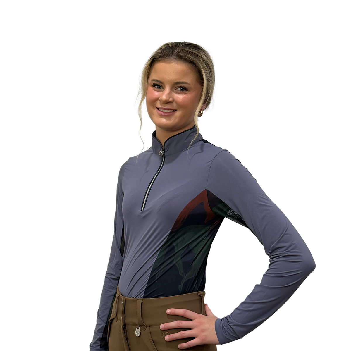 Dapplebay Women's Grace 1/4 Zip Long Sleeve Riding Top-dusk-side view