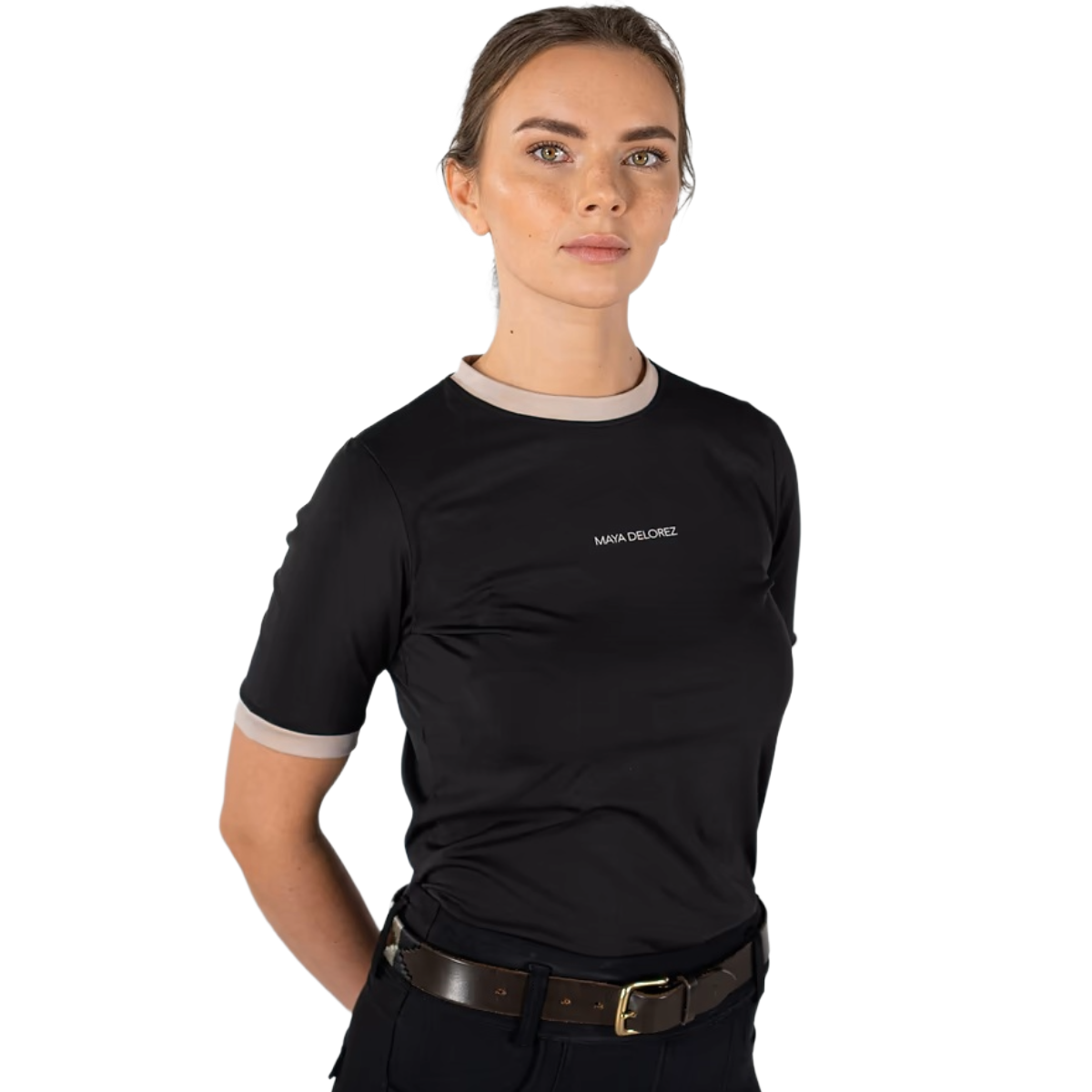 Maya Delorez Women's Soft T-Shirt-Black-Front View